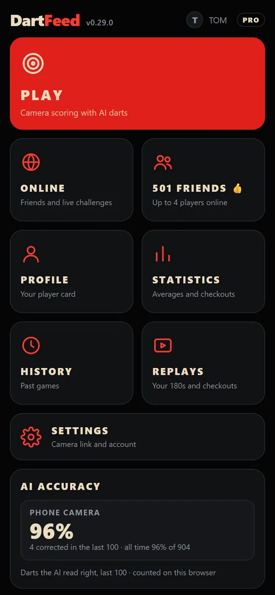 DartFeed home screen